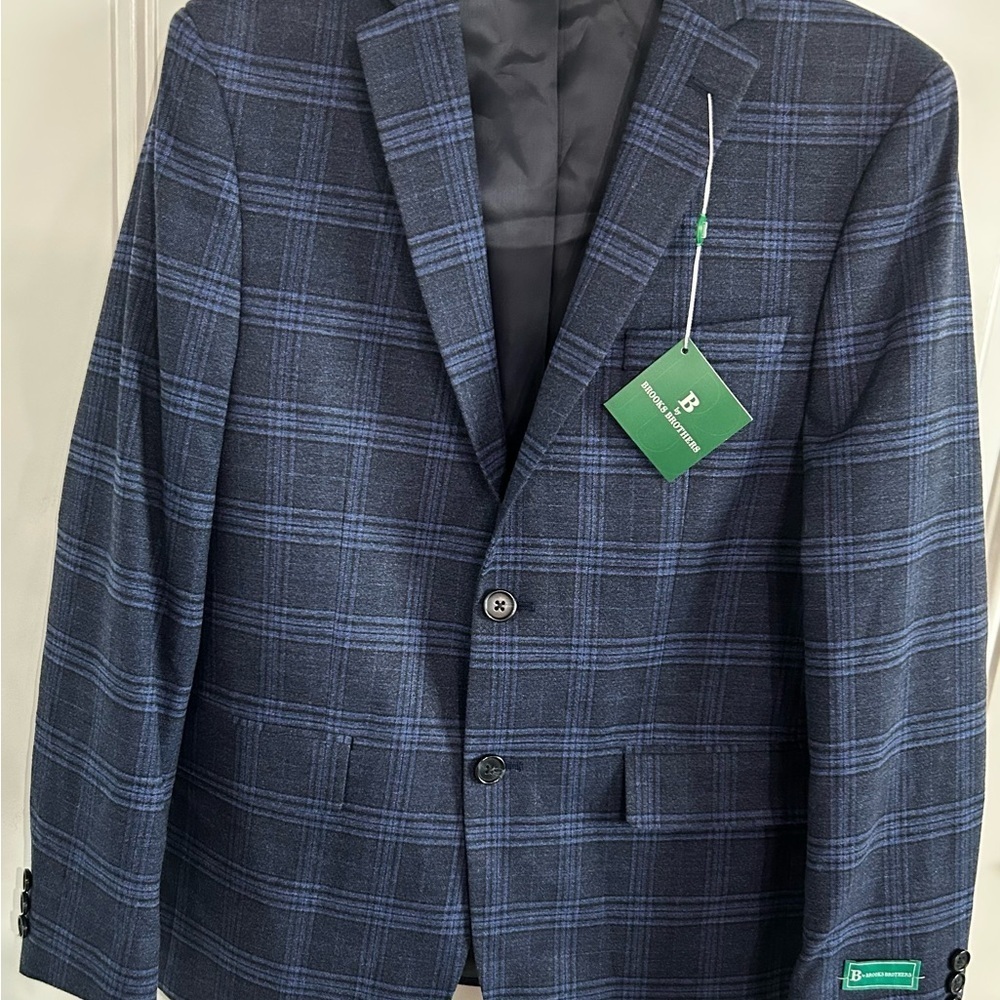 ✨Brooks Brother Blue Plaid Blazer NWT 18✨ - Picture 2 of 4